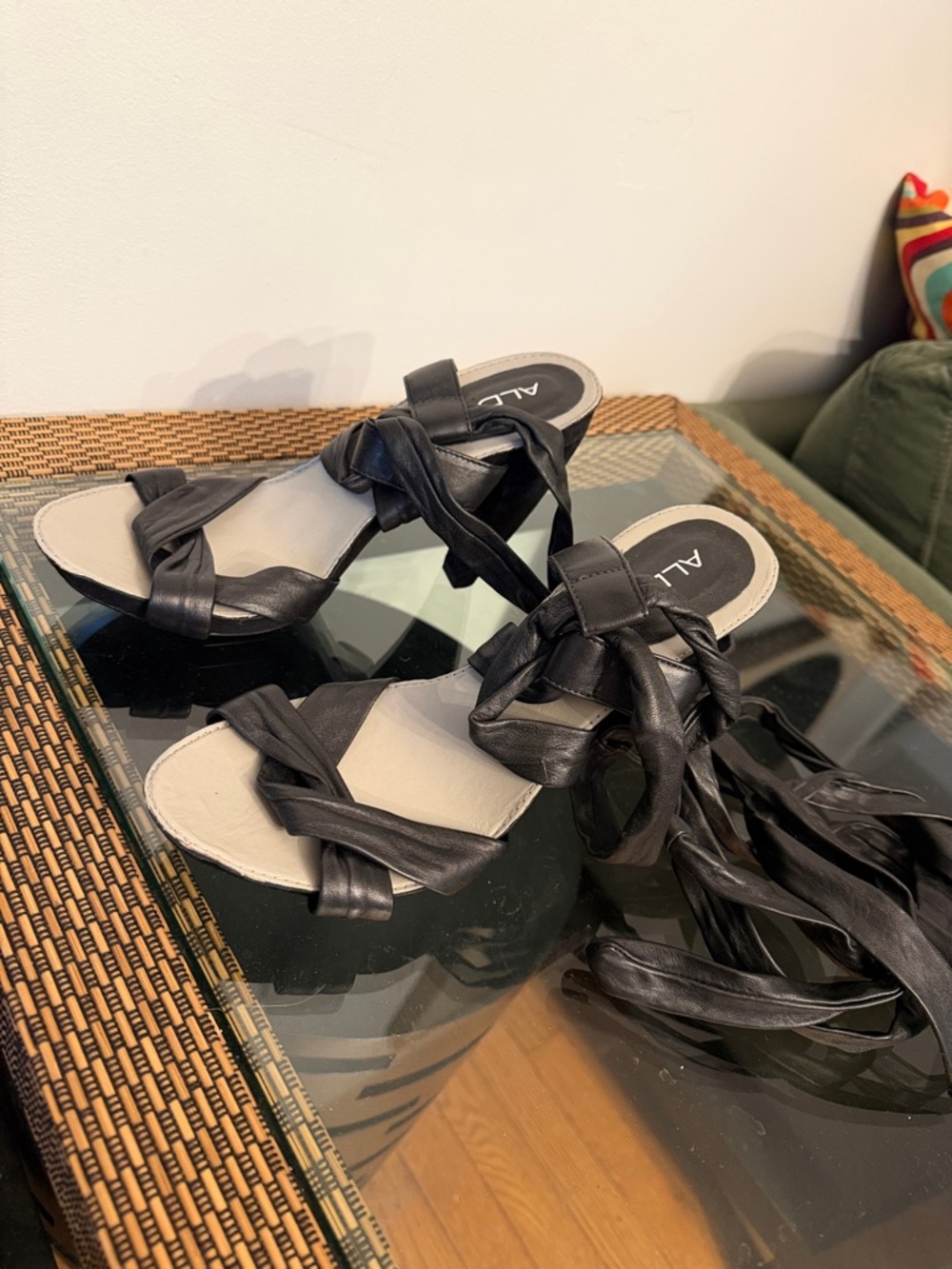 Aldo Black Wrap Tie Sandals